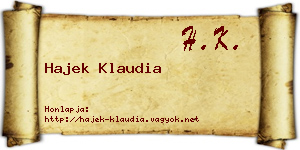 Hajek Klaudia névjegykártya
